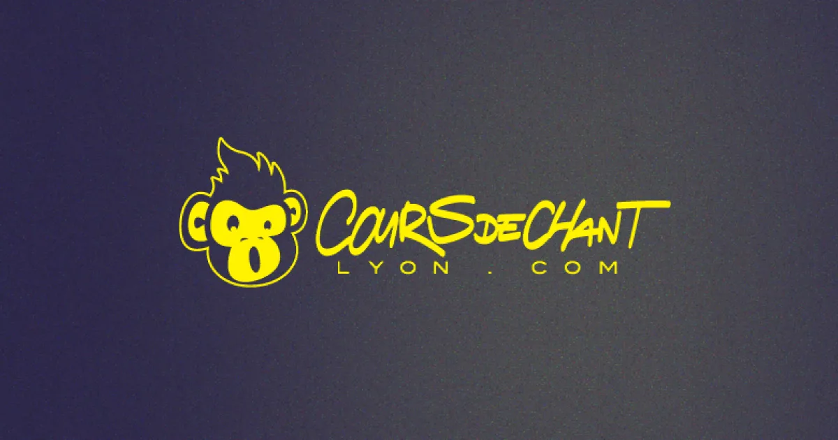 Visuel du projet Cours de chant Lyon : logo jaune sur fond sombre