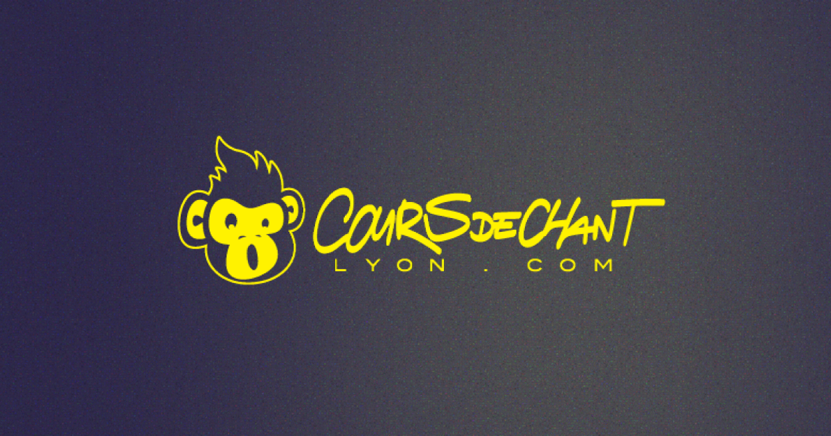 Capture du site Cours de Chant Lyon, logo sur fond violet